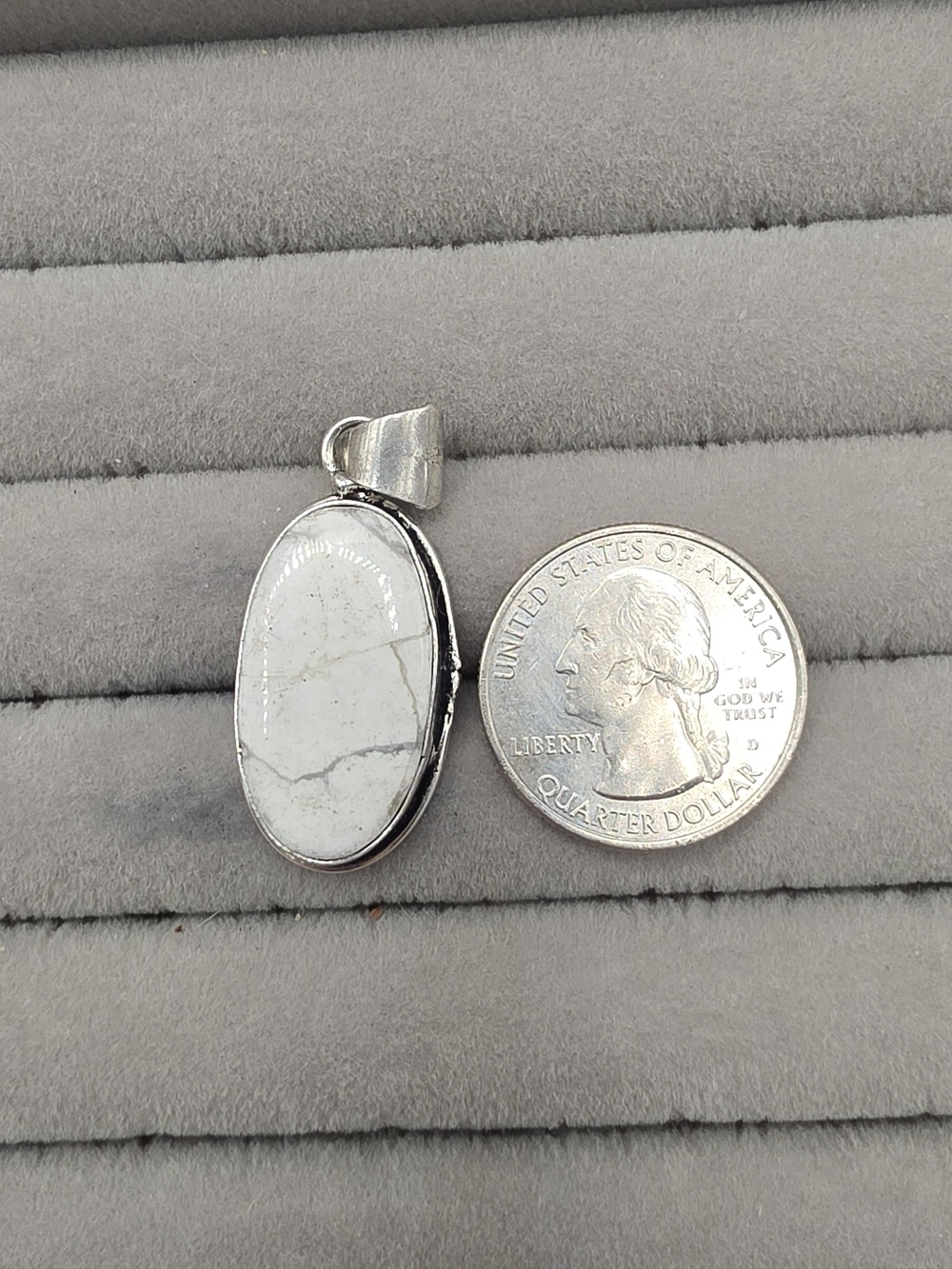 Sterling Silver White Howlite Oval Pendant